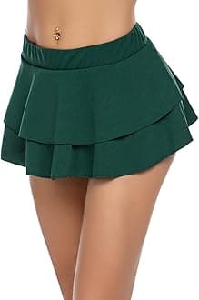 AvidloveWomens Pleated Mini Skirt Solid Ruffle Lingerie Skirts Layered Y2K Plaid Outfit for Schoolgirl Role Play XS-4XL