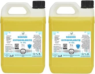 Sodium Hypochlorite Sodium Hypochlorite 10L (2X5L) - High Strength (14-15%) Brick, Driveway & Patio Cleaner - | Bleaching Agent | Odour Removal | Black Spot Removal & More