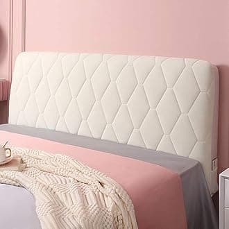 Headboard Slipcover for Twin Queen Full California King Size Beds, Bed Cover Protector Padded Velvet Dustproof Stretch Solid Color Quilted Head Covers, Beige, 200cm(79)