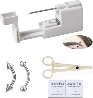 Eyebrow Piercing Kit,Professional Body Piercing Gun,Eyebrow Ring,Surgical Steel Piercing Jewelry for Men Women (Eyebrow Piercing Kit)