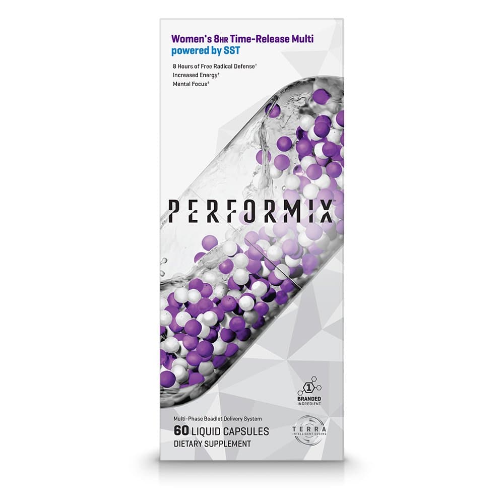 PERFORMIX Women's 8HR Time Released Multi Powered by SST, Performance Multivitamin, Energy, Fat Metabolism, Skin Hydration, 60 Count