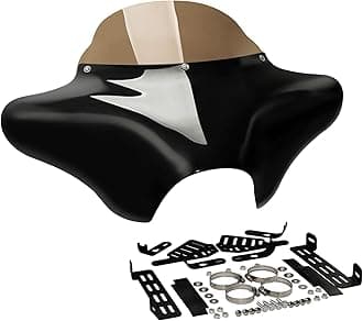 TCT-MOTORPARTS Batwing Fairing Windshield Fit For Harley Softail Deluxe Fatboy Heritage Classic Yamaha V Star 1100 650 Classic Softail Suzuki Boulevard Dyna