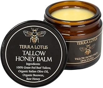 Organic Grass-Fed Beef Tallow Balm with Raw Honey - Moisturizing Cream for Soft, Smooth Skin - Handmade All-Natural Moisturizer (2 Oz, Unscented)