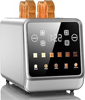 Toaster 2 Slice Wide Slot, Digital Smart Touch Screen with Memory Function, Single Slot Tech, Stainless Steel Toaster for Bagels | 6 Toast Settings & 5 Bread Types | Defrost & Reheat