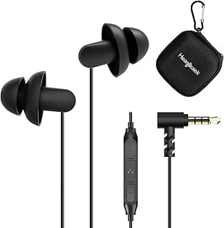 Sleep Earbuds, Hearprotek 2 Pairs Ultra Soft Lightweight Silicone Sleeping Earphone Headphones with Volume Control and mic for Side Sleeper, Snoring, Air Travel, Relaxation (Black)