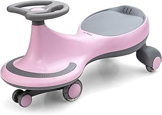 Wiggle Car for Kids, Swing Car with LED Flashing Wheels, No Batteries, Gears or Pedals, Uses Twist, Turn, Wiggle Movement to Steer, Ride-on Toy for Boys Girls 3 Year Old and Up (Pink)