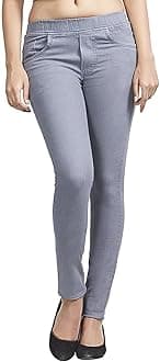 ADBUCKS Women's Slim Fit Mid Rise Jeggings -, Skinny, Wide Leg Jean, Elasticated