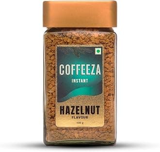 Coffeeza Hazelnut Flavoured Instant Coffee, Freeze-Dried, 100g, Warm & Nutty Premium Coffee