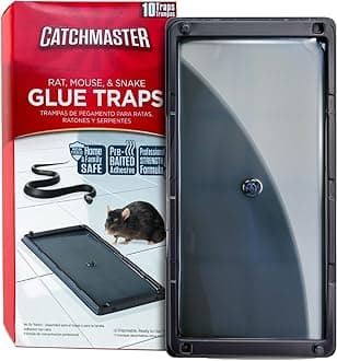 Catchmaster Rat, Snake and Mouse Traps 10Pk, Large Bulk Glue Rat Traps for Home, Adhesive Plastic Tray for Inside House, Snake, Mice, & Spider Catcher, Pest Control for House & Garage