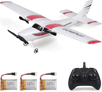 GoolRC RC Plane, 2.4GHz 2 Channel Remote Control Airplane, EPP Foam RC Airplane, Fixed Wing RC Aircraft, Easy to Fly RC Glider with 3 Batteries for Adults and Beginners
