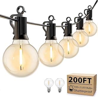 Brightown Outdoor String Lights, 200 FT(100FT*2) Globe Patio Lights with 100 G40 Shatterproof Bulbs, Waterproof Connectable Commercial Hanging Light for Backyard Bistro Porch Cafe