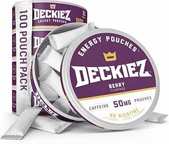Deckiez Caffeine Pouches – 50mg Nicotine-Free Energy Supplement, Sugar Free E...