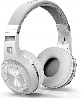 HT Turbine Wireless Bluetooth 5.0 Stereo Headphones with Mic (White)