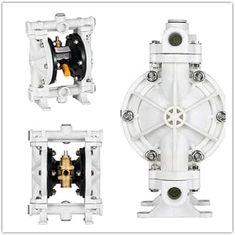 1/2" Polypropylen Air-Operated Double Membrane Diaphragm Pump Anti-Corrosion 13GPM 150F Max. 100PSI 66605J-3EB for Industrial Use Waste HCL White