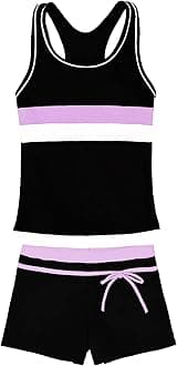 Little Girls' Summer Swimwear Two Piece Boyshort Tankini Kids Swimsuit