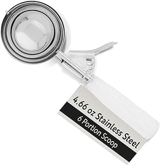 #6 (4.66 oz) Disher, Scoop, Food Scoop, Ice Cream Scoop, Portion Control - White Handle, Stainless Steel, Met Lux - 1ct Box - Restaurantware