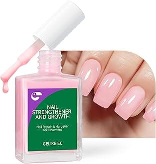 Nail Growth Treatment: Milky Pink 15ml Natural Nail Strengthener for Weak and Damaged Nails - Protein Nail Hardener for Home Salon Outdoor