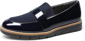 DREAM PAIRS Womens Slip on Fashion Wokr Dress Loafers, Navy-pat, 6.5