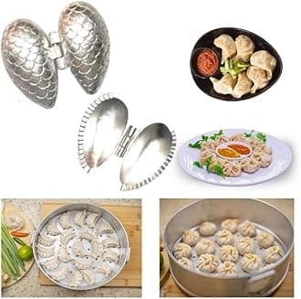 Momos Maker/Sacha Mould/Shapes Dumpling Maker - Dough Press Mould Wrapper Cutter For Kitchen Tools (Pack Of 2Pcs) (Aluminium, Silver), 7.6 x 5.1 x 10.2 Centimeters