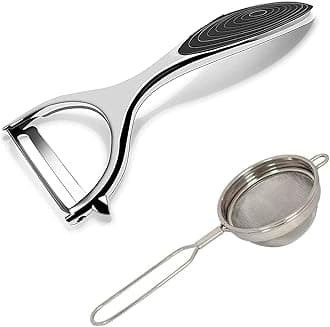 Panchhi Store Peeler for Vegetable Fruit Potato Stainless Steel Material with Stainless Steel Tea Strainer Sharp and Smooth Peeler