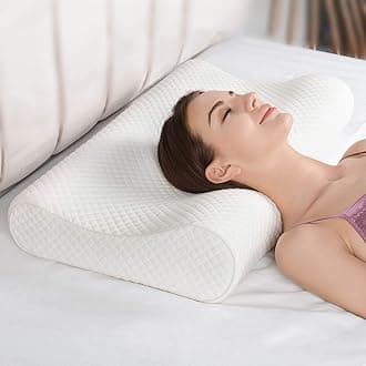 Memory Foam Pillow, Contour Cervical Orthopedic Memory Foam Pillows Supports Neck Pain and Shoulder Pain for Sleeping, Ergonomic Cervical Pillow Neck Support Pillow for Side Back
