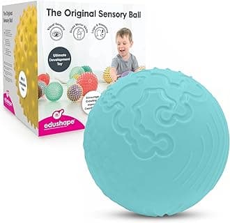 Edushape Texture-iffic Sensory Ball for Baby - 7" Baby Ball that Helps Enhance Gross Motor Skills for Kids - Toddler Ball with 8 Sections of Different Tactile Patterns