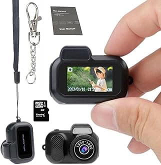 Mini Camera, 1080P HD Video, 2MP Lens, 160° Wide Angle, 100 Mins Battery Life, Black, Wearable Keychain Camera