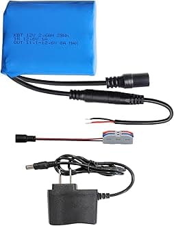 KBT 12V 2600mAh Rechargeable Li-ion Battery, DC5521 Male Connector, Replacement Battery Pack with 12V Charger Compatible with 12V Device RC Car, Boat, Robot, DIY, LED Light Strip, CCTV Camera