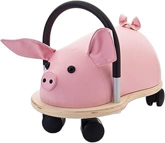 Wheelybug Toddler Wooden Ride-On, Multi-Directional Castor Wheels, Safety Certified Developmental Toy for Outdoor/ Indoor Fun, Large (2.5 - 5 Years), Pig