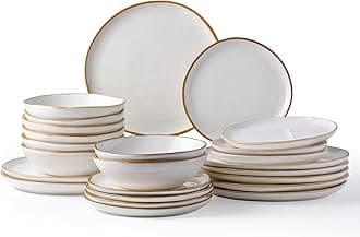 AmorArc Ceramic Dinnerware Sets,Handmade Reactive Glaze Plates and Bowls Set,Highly Chip and Crack Resistant | Dishwasher & Microwave Safe,Service for 8 (24pc)