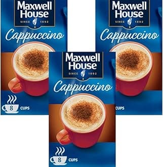 Ground Coffee Bundle with Maxwell House Cappuccino (8 Sachets) 93.6g - 3 Pack | Suitable For Vegetarians.