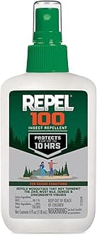 Repel 100 Insect Repellent, 4 Ounces, With DEET, 10-Hour Protection Long-Lasting Insect Repellent Pump Spray Repels Mosquitoes, Ticks, Gnats, Biting Flies, Chiggers And Fleas