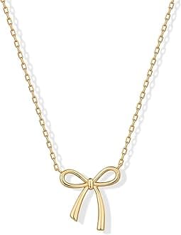 PAVOI 14K Gold Plated Dainty Cubic Zirconia Pendant Necklace for Women | Dot, Elephant, Butterfly, Pineapple, Lock, Knot, Palm Tree, Bow, Smiley Pendant | Layering Chain Necklaces