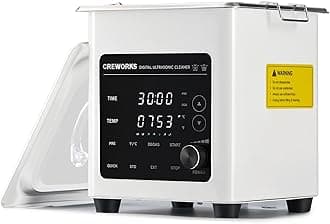 CREWORKS 1.2L Digital Ultrasonic Cleaner, 60W Quiet Ultrasonic Cleaning Machine with Degas Mode and 7 Oscillation Levels, Professional Ultrasound Cleaner with 3 Modes 100W Heater & Timer for Home Use