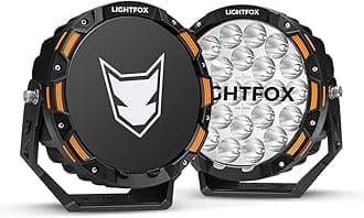 LIGHTFOX 2 PCs 9 Inch LED Spot Light Round, 18,672LM (Pair) Spot Beam, Driving Light Angle Adjustable with Wiring Harness, Plug & Play, IP68 Waterproof, for Offroad Jeep Wrangler Truck Pickup SUV