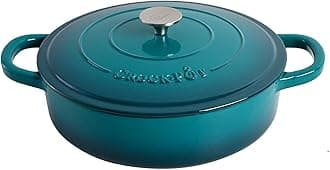 Crock-Pot Artisan Enameled Cast Iron Braiser W/Lid, 5 Quart, Teal Ombre