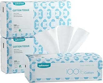 Soft Face Towels, 100% USDA Biobased Facial Towels, Unscented for Sensitive Skin, OEKO-TEX Certified Face Towelettes Disposable, Makeup Remover Dry Wipes, 300 Count, Pack of 3