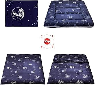 MAXYOYO Navy Space Adventure Japanese Floor Futon Mattress, Thicken Tatami Mat Sleeping Pad Foldable Bed Roll Up Mattress Floor Lounger Bed Couches and Sofas for Kids Queen Size
