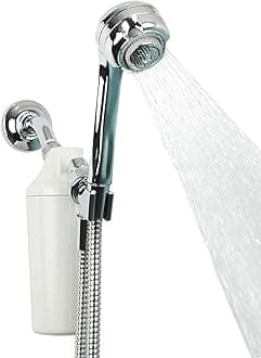 Shower Water Filter System w/Handheld Wand - Filters Over 90% of Chlorine - Carbon & KDF Filtration Media - Soften Skin and Hair from Hard Water - AQ-4105CHR-E - WaterSense Certified