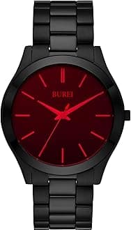 BUREI Mens Watches Stainless Steel Analog Quartz Watch Business Casual Fashion Minimalist Watches for Men