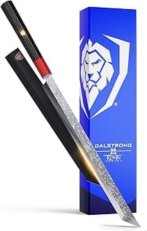 Dalstrong Slicing Tuna Knife - 17 inch Single Bevel Blade - RONIN Series - Japanese AUS-10V Damascus Kitchen Knife - Razor Sharp - Slicer - Red Rosewood Handle - w/Sheath