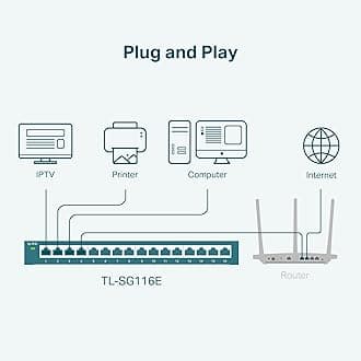 TP-Link 5-Port Gigabit Ethernet Network Switch, Black, 16-Port