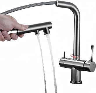 3 Way Kitchen Tap with Pull Out Spray - Kitchen Mixer Tap (Grey)