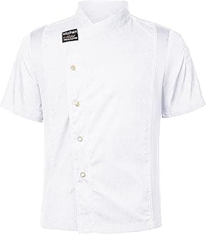 Dress Shirts for Men Chef Shirts for Men Women, Unisex Chef Coat Short Sleeves Solid Chef Jacket Hotel Restaurant Work Shirt Uniform White