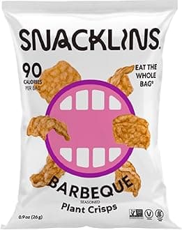 SNACKLINS Plant Based Crisps BARBEQUE - Only 90 Calories Per Bag, Gluten Free, Grain Free, 100% Kosher For Passover, Vegan Healthy Snacks, Crunchy Puffed Snack - .9oz Bag (Case of 12)