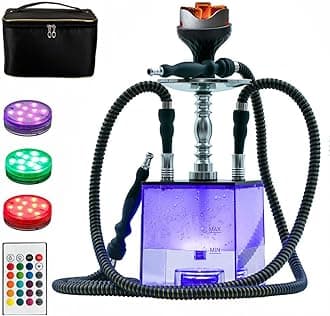 MRPAPA 2 Hose Hookah Set, Modern LED Hookah with Everything, Portable Hookahs...