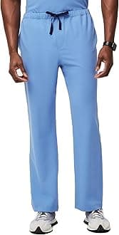 Pisco Basic Scrub Pants for Men — Structured Fit, Straight Leg, 4 Pockets, Anti-Wrinkle – Ceil Blue, XXL Tall
