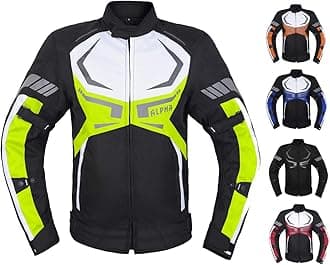 MOTORCYCLE JACKET MENS CE ARMORED BIKERS RIDING RACING WATERPROOF ALL SEASON JACKET (GREEN, 2X-LARGE)