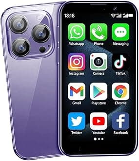 Mini Phone,3.0 inch HD Touch Screen Android Phone,Unlocked Kids and Students Smartphone,Face Recognition,Quad Core Dual SIM Dual Standby,Best Gift for Kids,2GB+16GB-Purple