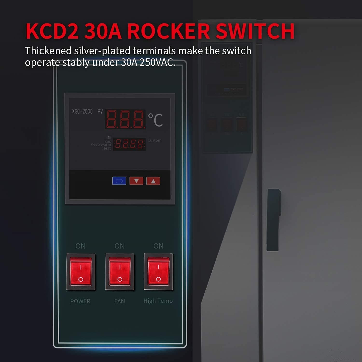 DaierTek 5Pcs KCD2 Rocker Switch 220V Light Illuminated DPST ON Off Locking 4 Pin 16A 250VAC/20A 125VAC
